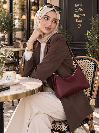 Ayarlanabilir Askılı Baget Omuz Çantası - Bordo