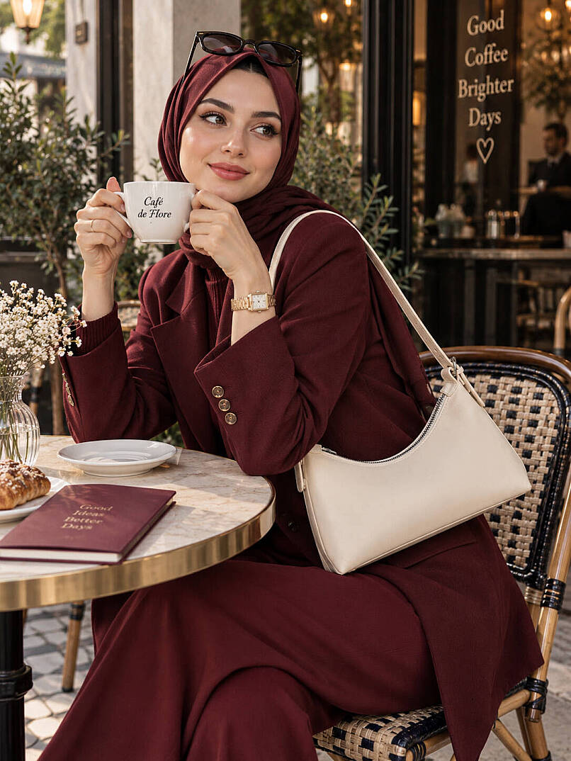 Ayarlanabilir Askılı Baget Omuz Çantası - Krem - 1