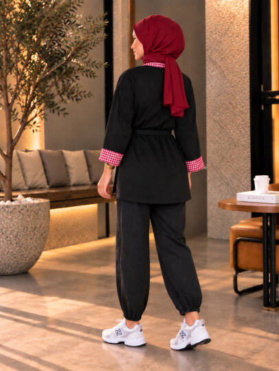 Bella Pötikare Detaylı Belden Bağlamalı Sweat - Siyah - 22066-SIYAH - 5