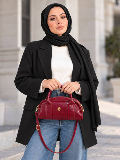 Cannes Rugan El Ve Omuz Çantası - Bordo - 22077-BORDO