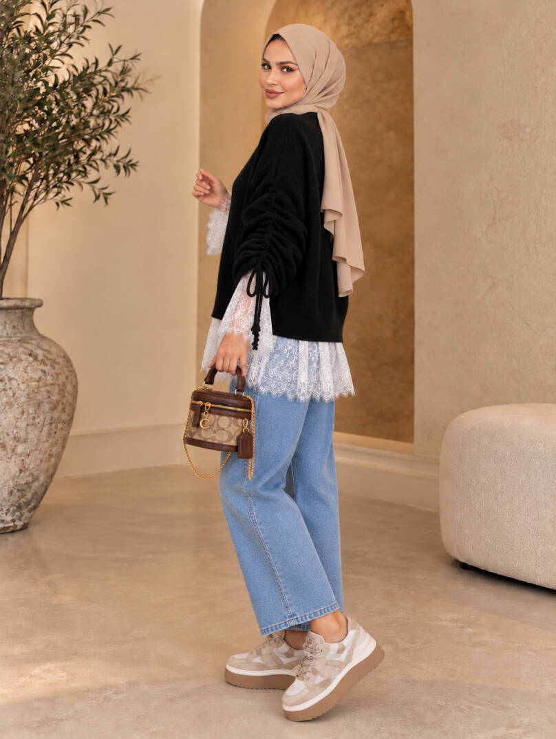 Colette Dantel Detaylı Hırka - Siyah - 22082-SIYAH - 4