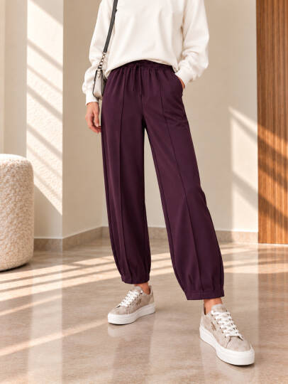Comfort Oysho Rahat Kesim Pantolon - Bordo - 22100-BORDO - 2