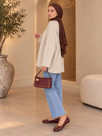 Comfy Oversize Triko Kazak - Bej - 22087-BEJ - 4