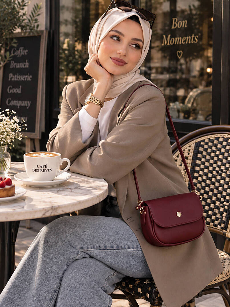 Düğüm Detaylı Mini Çapraz Çanta - Bordo - 1