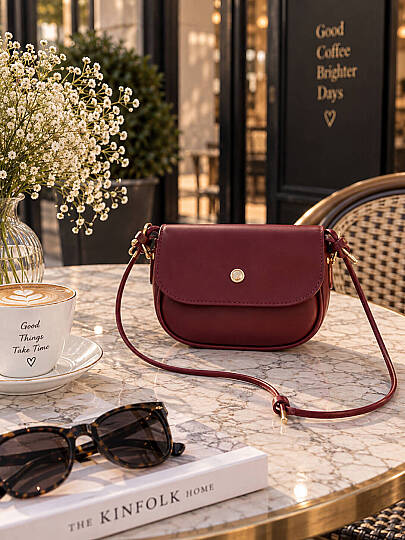 Düğüm Detaylı Mini Çapraz Çanta - Bordo - 2