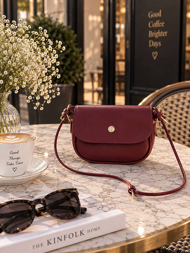 Düğüm Detaylı Mini Çapraz Çanta - Bordo - 2