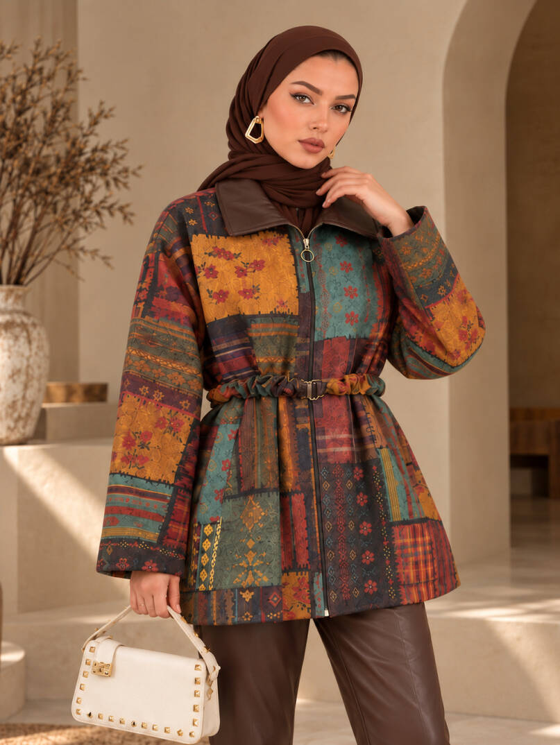 Etnika Kemerli Trenç Ceket - Kahve - 22096-KAHVE - 1