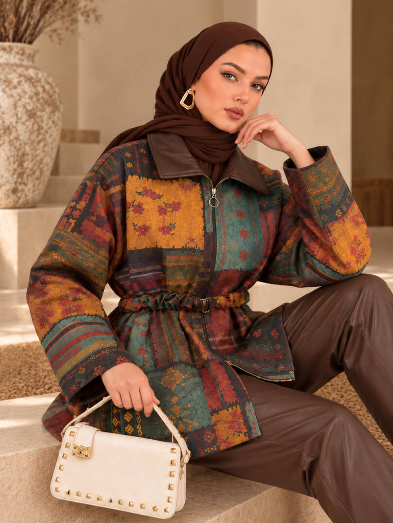 Etnika Kemerli Trenç Ceket - Kahve - 22096-KAHVE - 3