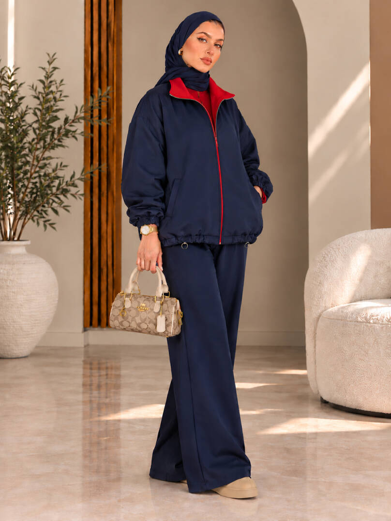 Iconic Luxe Çift Taraflı İkili Takım - Lacivert - 22071-LACIVERT - 1