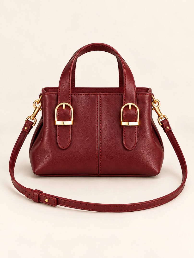 Lorenza Mini Deri Çanta - Bordo - 22076-BORDO - 2