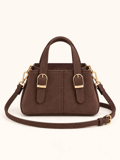 Lorenza Mini Nubuk Çanta - Kahve - 22075-KAHVE - 2