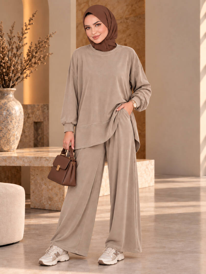 Lunessa Soft Pike Modal İkili Takım - Bej - 22065-BEJ - 1