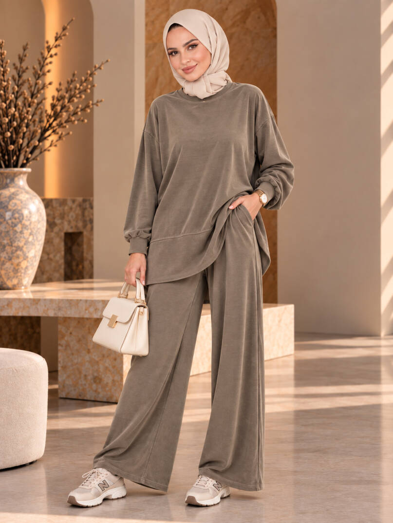 Lunessa Soft Pike Modal İkili Takım - Kahve - 22065-KAHVE - 1