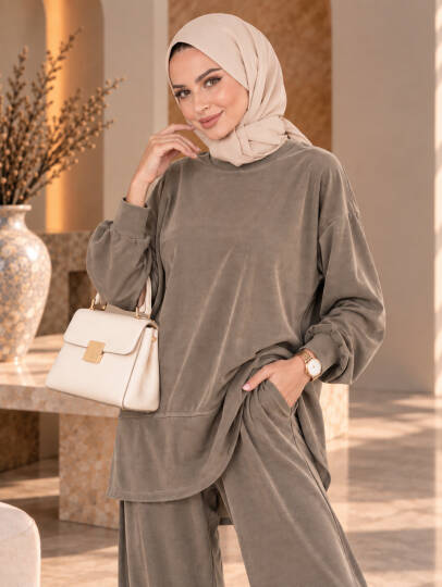 Lunessa Soft Pike Modal İkili Takım - Kahve - 22065-KAHVE - 3