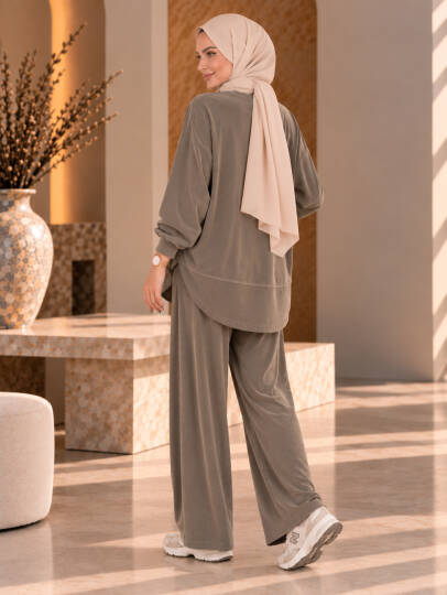 Lunessa Soft Pike Modal İkili Takım - Kahve - 22065-KAHVE - 5