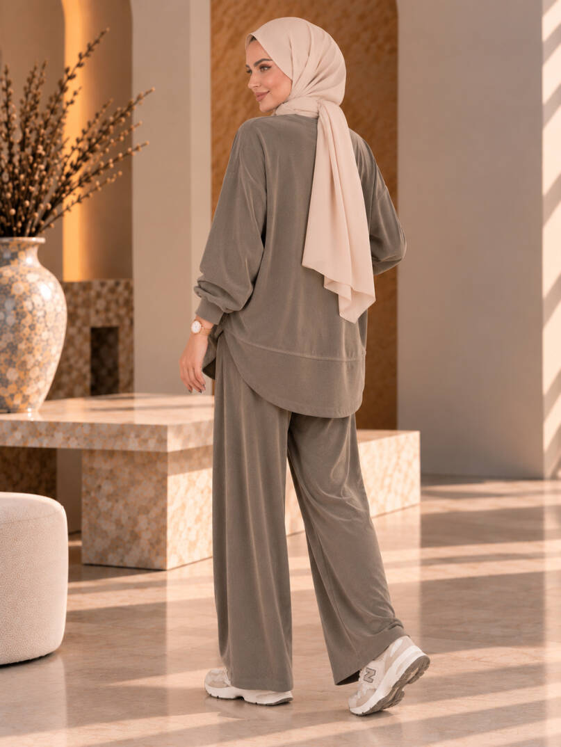 Lunessa Soft Pike Modal İkili Takım - Kahve - 22065-KAHVE - 5