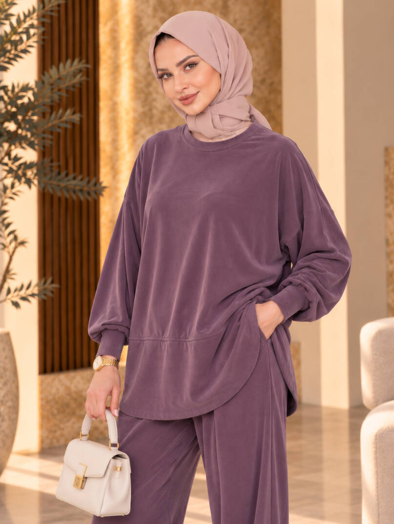 Lunessa Soft Pike Modal İkili Takım - Mürdüm - 22065-MURDUM - 3