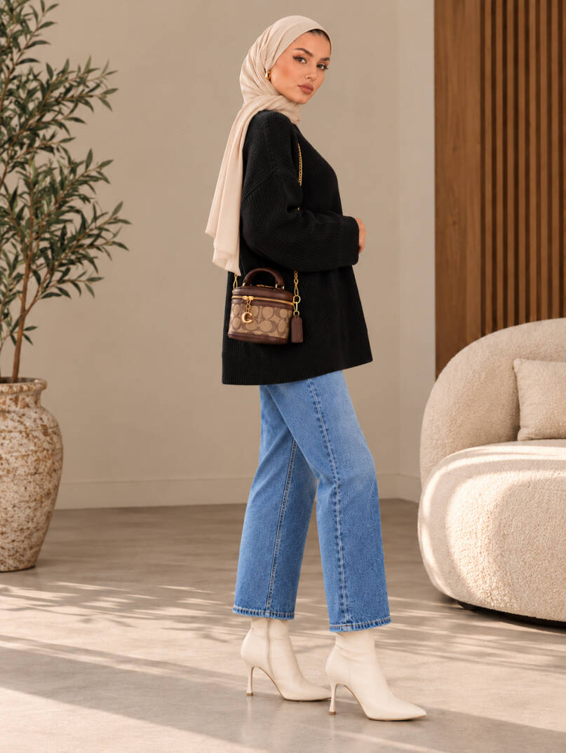 Mellow Oversize Triko Kazak - Siyah - 22088-SIYAH - 4