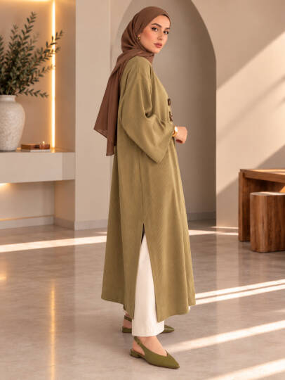 Milano Broş Detaylı Triko Kimono - Küf yeşili - 22072-KUF-YESILI - 4