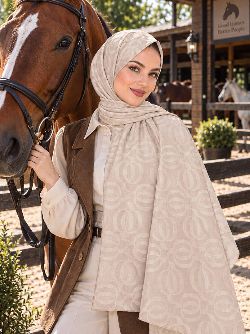 Naia Desen Ayrobin Jakar Şal - Bej - 3