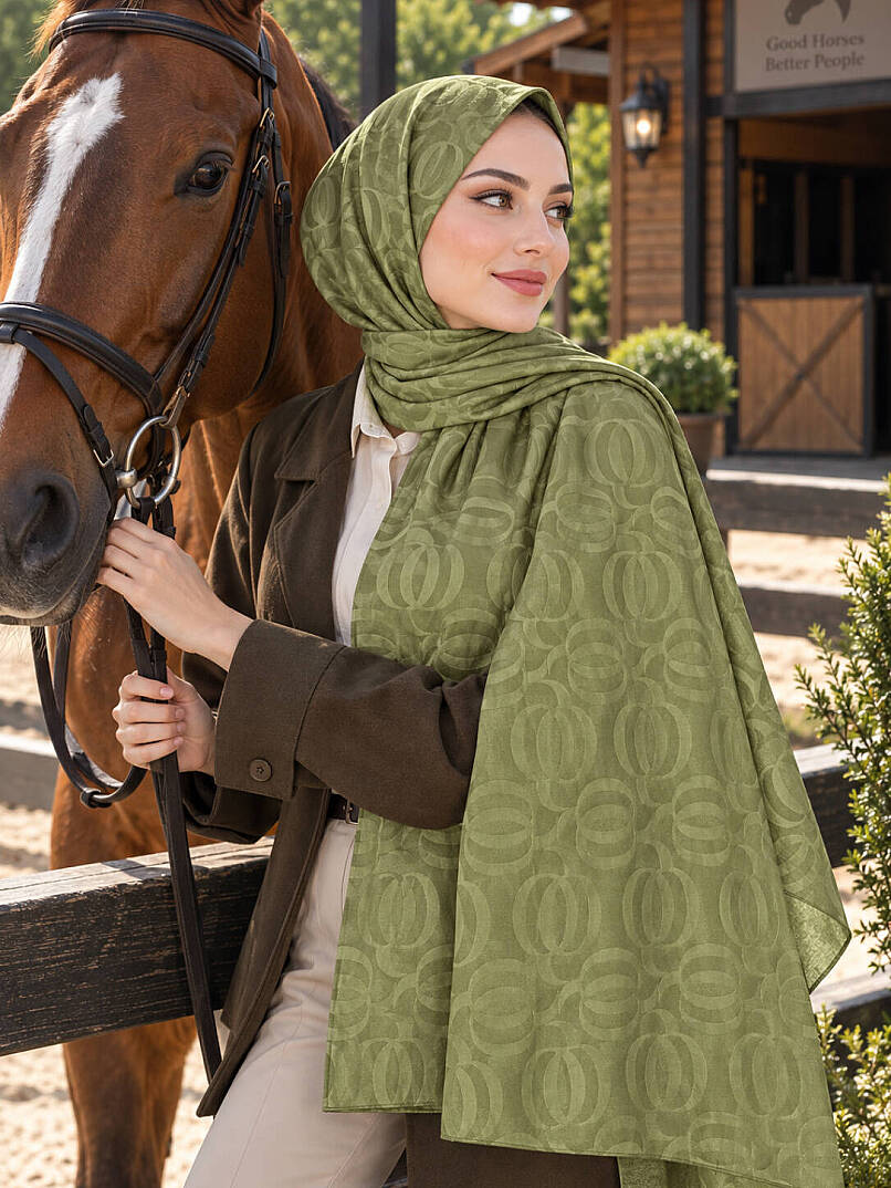Naia Desen Ayrobin Jakar Şal - Küf yeşili - 3