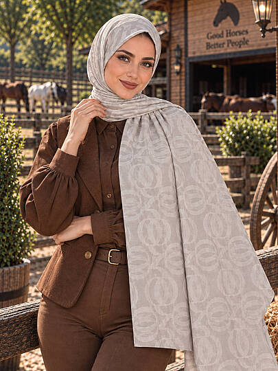 Naia Desen Ayrobin Jakar Şal - Taş - 2
