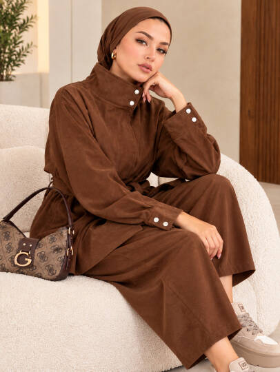 Rossa Dik Yakalı Nubuk Takım - Kahve - 22091-KAHVE - 3