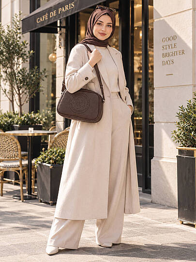 Tek Bölmeli Omuz Çantası - Kahve - 2