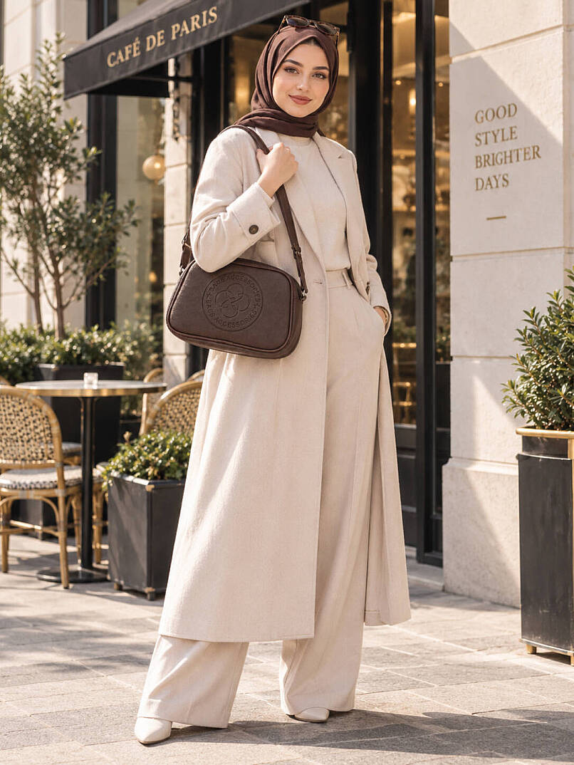 Tek Bölmeli Omuz Çantası - Kahve - 2