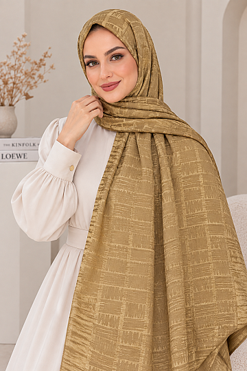 Zigzag Desen Premium Ayrobin Jakar Şal - Bal Köpüğü - 3
