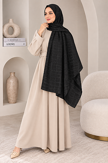 Zigzag Desen Premium Ayrobin Jakar Şal - Siyah - 3